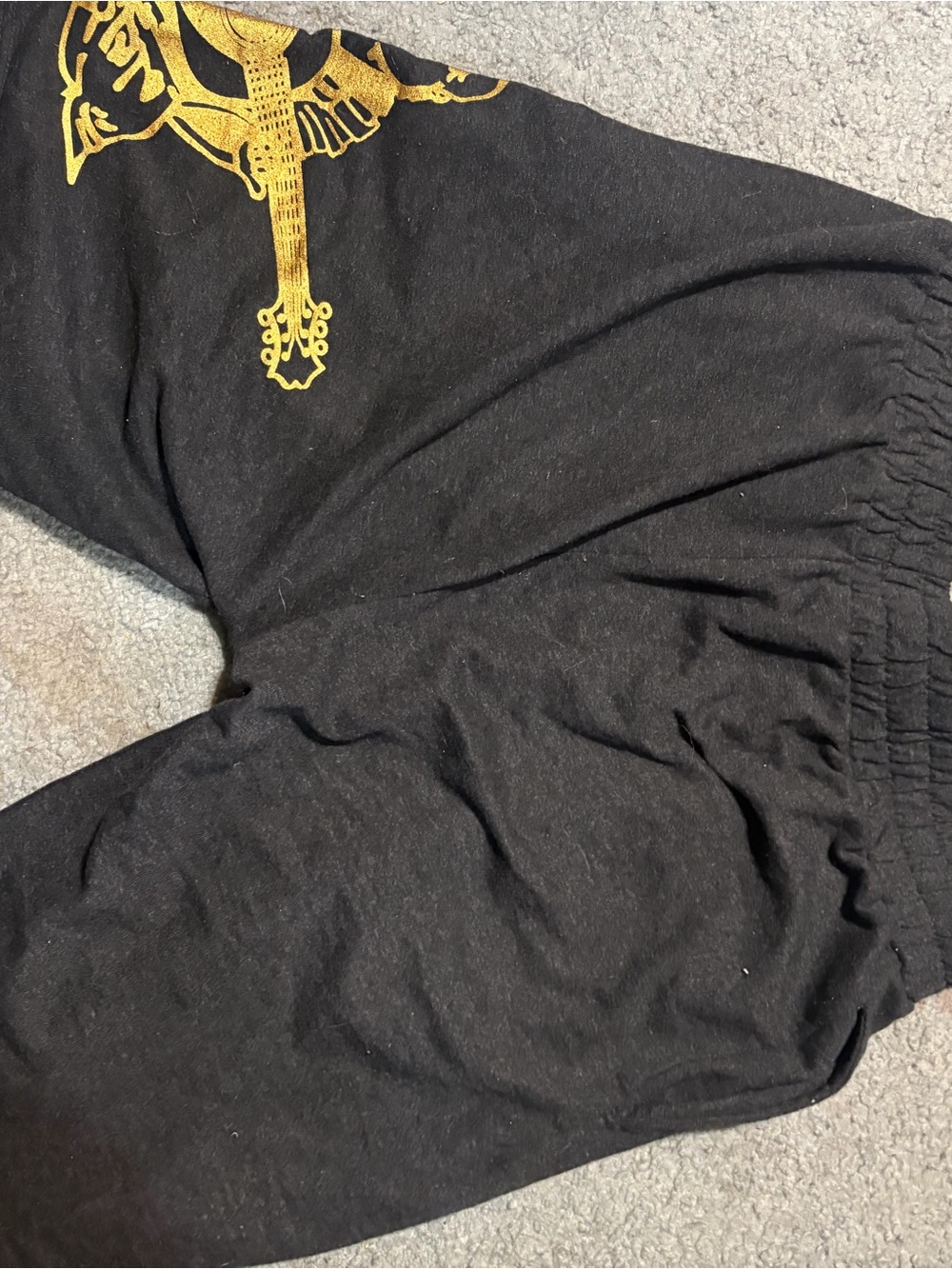 True Religion Black Shorts with Gold Graphic